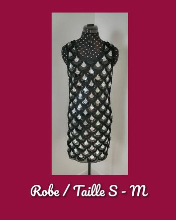 Robe de soirée à sequins argenté noir Taille S-M