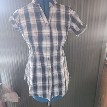 Chemise quadrillé bleu blanc miss loona S/M 36/38 manches courtes