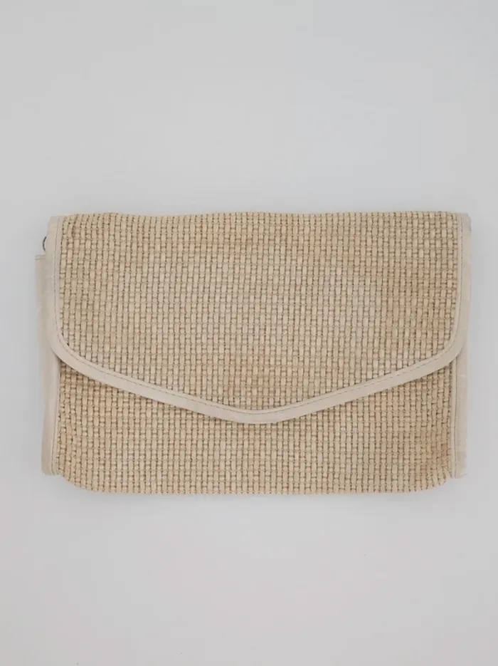 Pochette bandoulière détachable paille beige 80-90 vintage - 26×18cm - photo numéro 7