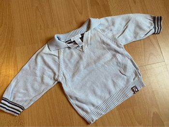 Beau pull bleu clair ML Obaïbi T. 6 mois/67 cm garçon TBE