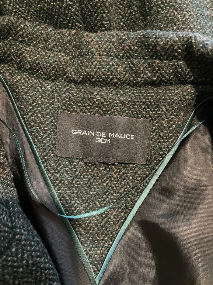 Veste blazer à manches longues vert foncé piqué beige Grain de Malice taille 44 - photo numéro 6
