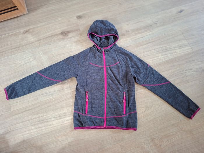Sweat/pull à capuche polaire gris/rose McKinley 12 ans