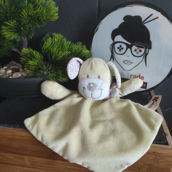 doudou chien nicotoy jaune blanc fleur echarpe rayé rayure rose Bleu Vert Avion