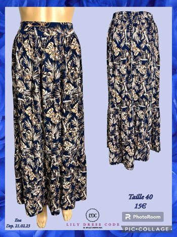 💙 Jupe longue fluide tropicale – Taille 40 SOLDÉ -50% 💙