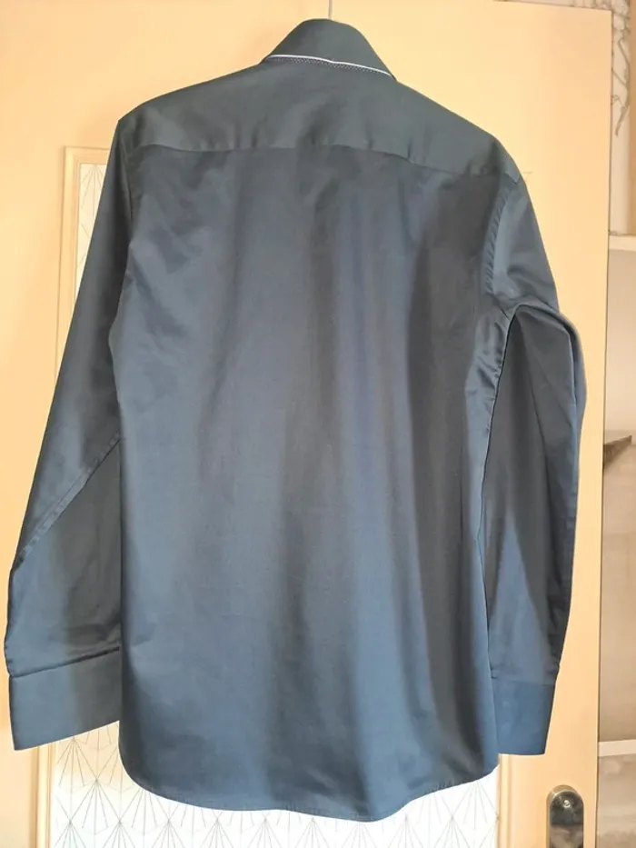 Chemise homme chic Meadrine slim fit bleue violette 39/40 M comme neuve - photo numéro 7