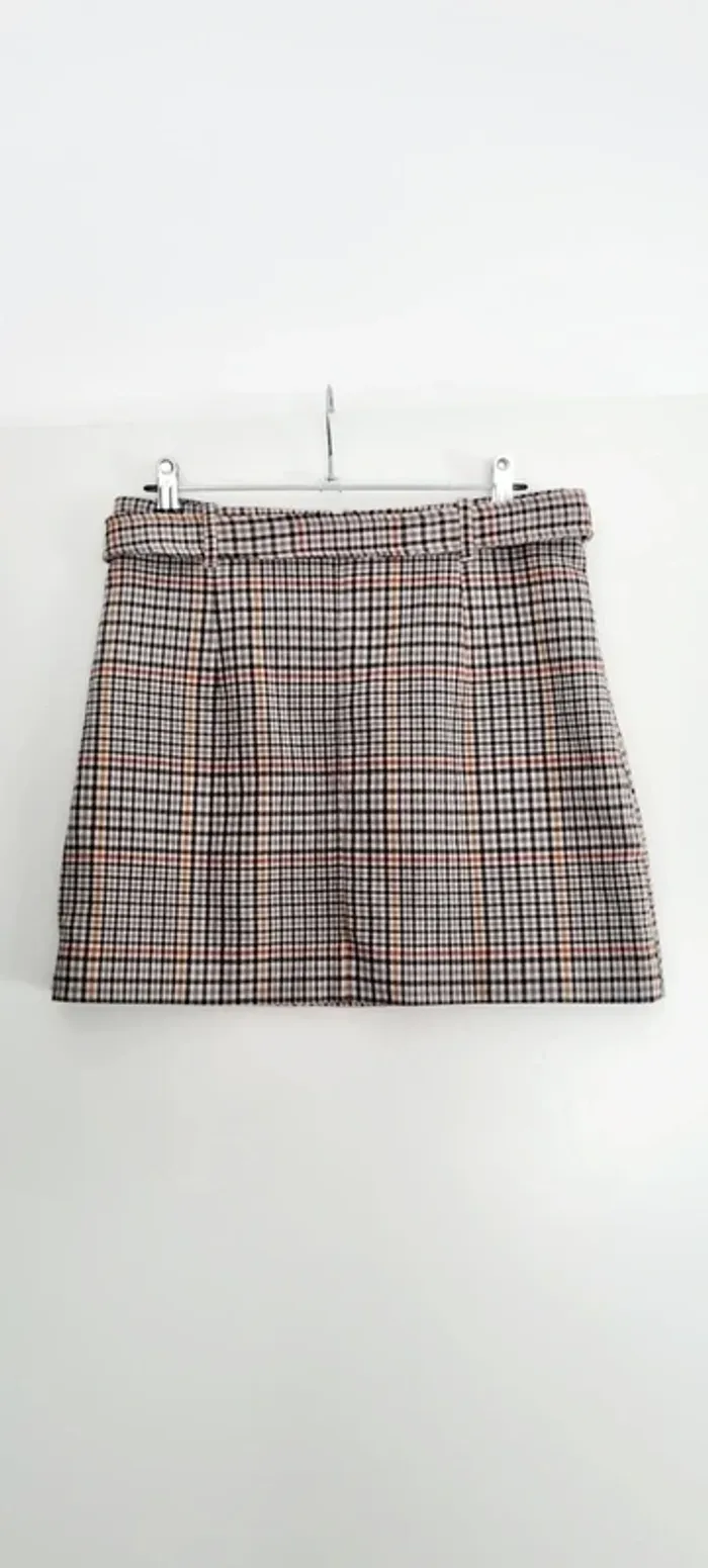 Jupe courte carreaux marron 38 mango - photo numéro 4