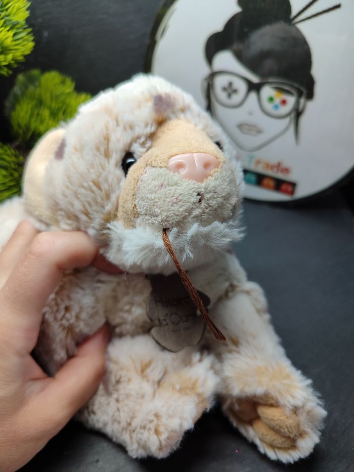 Doudou peluche chat léopard beige blanc ho2304 roux beige histoire d'ours Taches - photo numéro 3