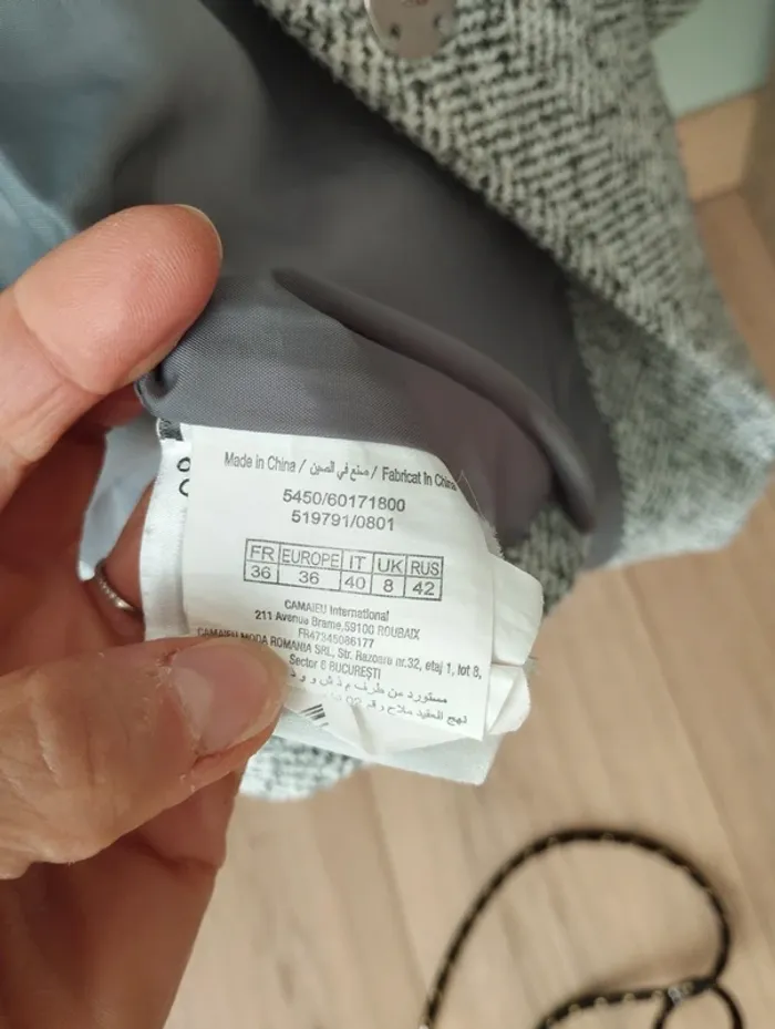 Manteau mi long demi saison en tweed camaïeu XS - photo numéro 5