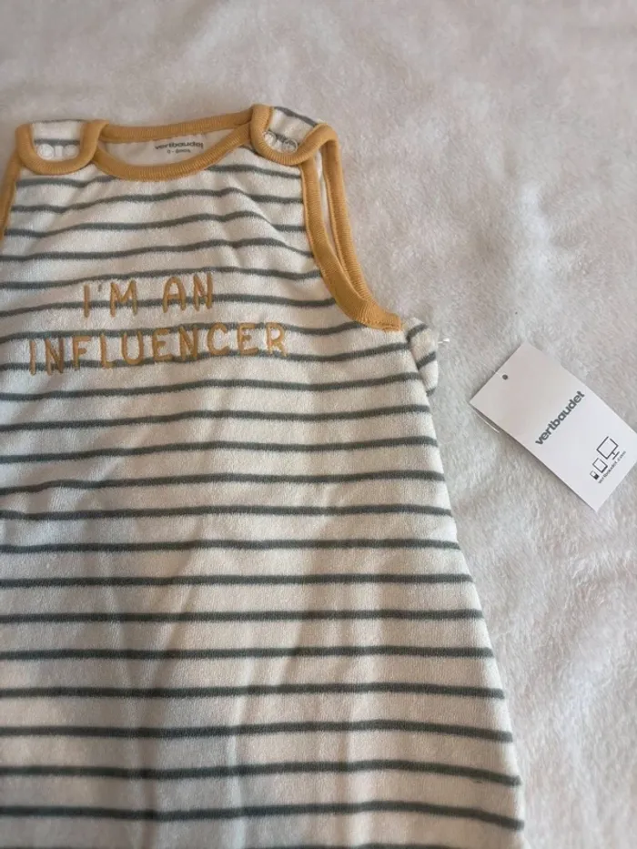 Gigoteuse naissance Vertbaudet rayée « I’m an influencer »  TOG 1 - photo numéro 4