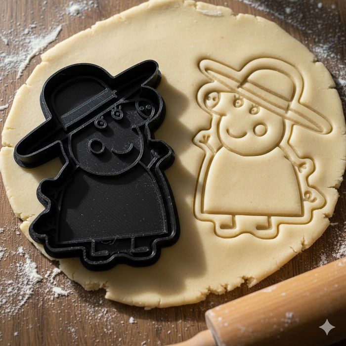 Emporte-pièce cochon avec chapeau pour biscuit et pâte à modeler 8 cm