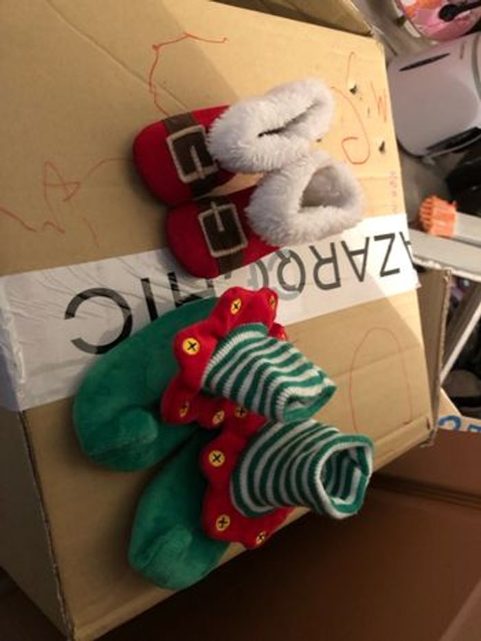 Chaussons bébé noël lutins père noël