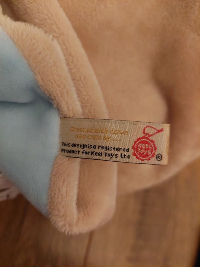 Doudou plat chien vichy bleu Keel Toys - photo numéro 5