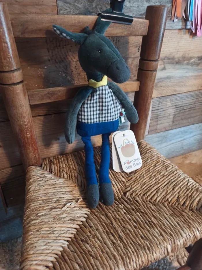 Peluche hochet âne moulin roty pomme des bois neuf - photo numéro 3