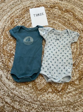 Lot de 2 bodies col US manches courtes Petit Bateau