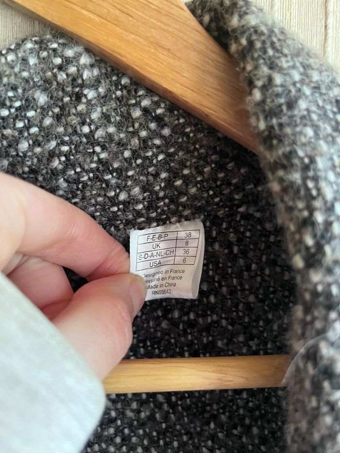 Manteau / veste long laine gris chiné taille 38/40 - photo numéro 8