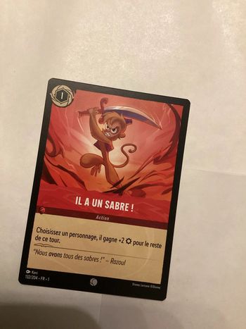 carte disney ravensburger lorcana FR il a un sabre action 132/204.FR.1  Non foil première édition