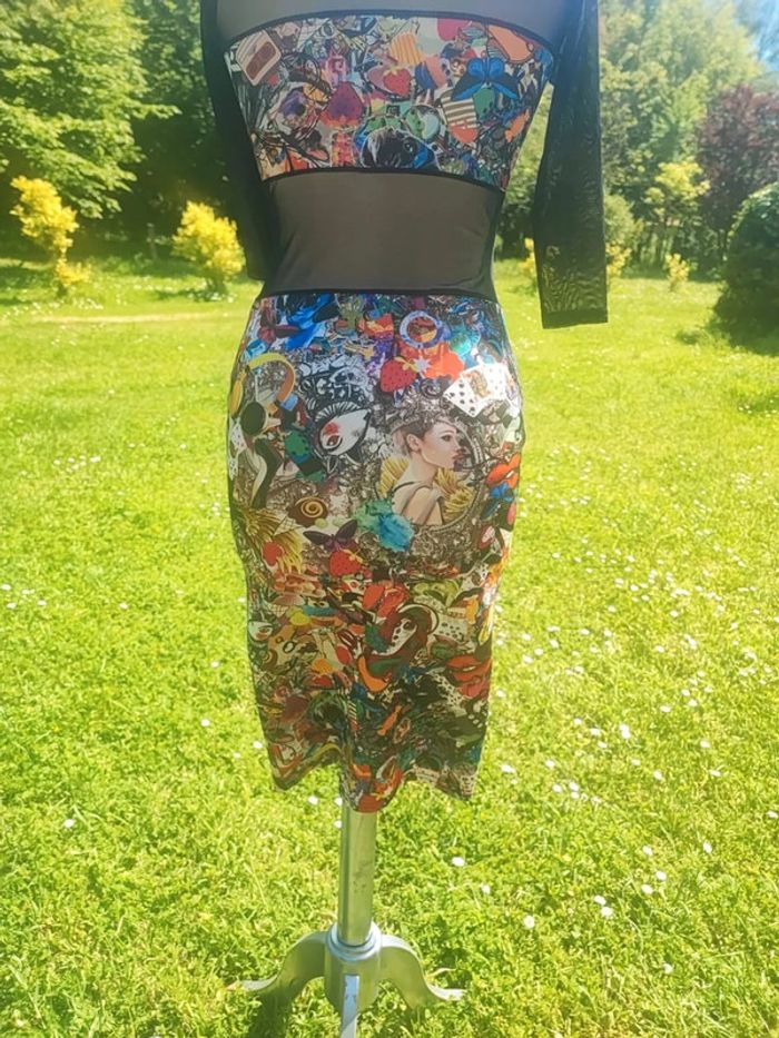 Magnifique robe sexy voile imprimé multicolore original atypique festival Ayapana taille XS 34 S 36 - photo numéro 5