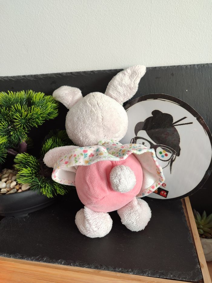 Tex Auguste peluche lapin rose robe fleur oiseau doudou noeud Crème Beige Vert - photo numéro 2