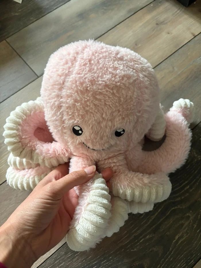Pelle peluche poulpe rose