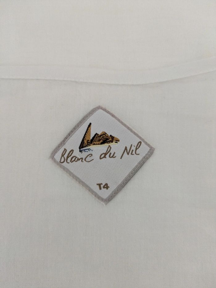 Blouse d'été brodée blanche en coton - Blanc du Nil - taille 4 (44/46) - photo numéro 6