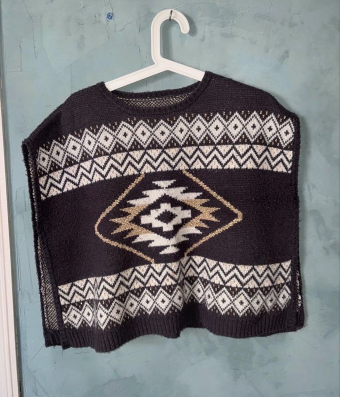 Poncho fille gris doré taille 10 ans hiver