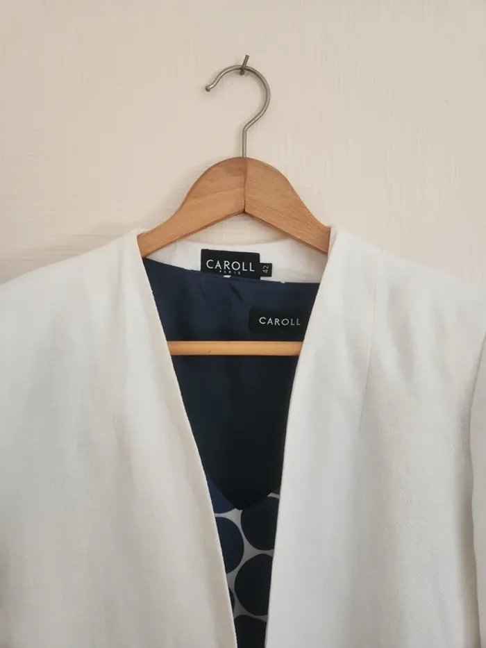 Blazer blanc crème en lin chic Caroll 42 - photo numéro 6