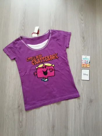 Tee-shirt violet imprimé madame bavarde / monsieur madame / (10ans)