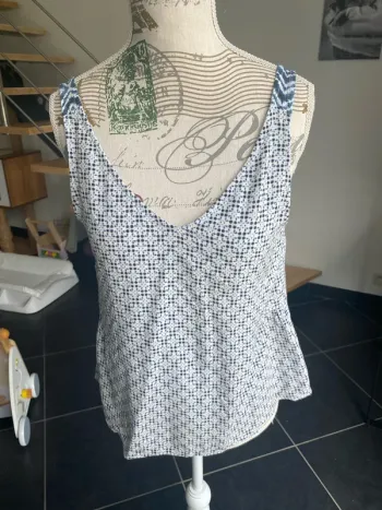T-shirt sans manches bleu/blanc
