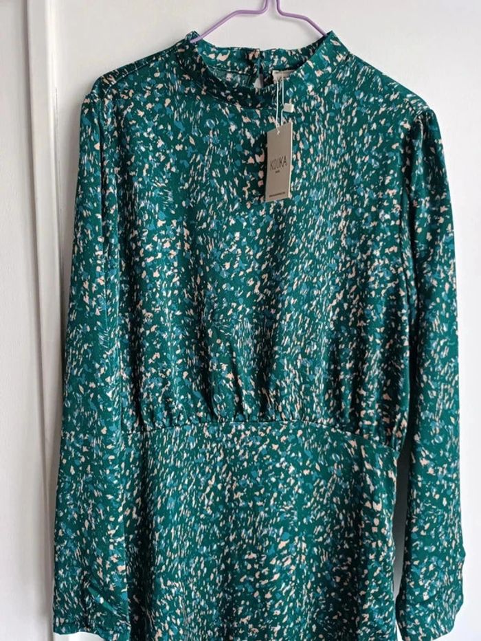 Robe verte à motifs tachetés Kouka Paris Taille L Neuf avec étiquette - photo numéro 2