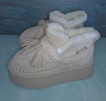 Boots d'hiver beige bottines basses tendances - Taille 41 - Neuves