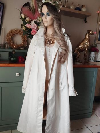 🐝 Trench-Coat Léger Couleur Ivoire Irisé Claude Harvey T38/40🐝