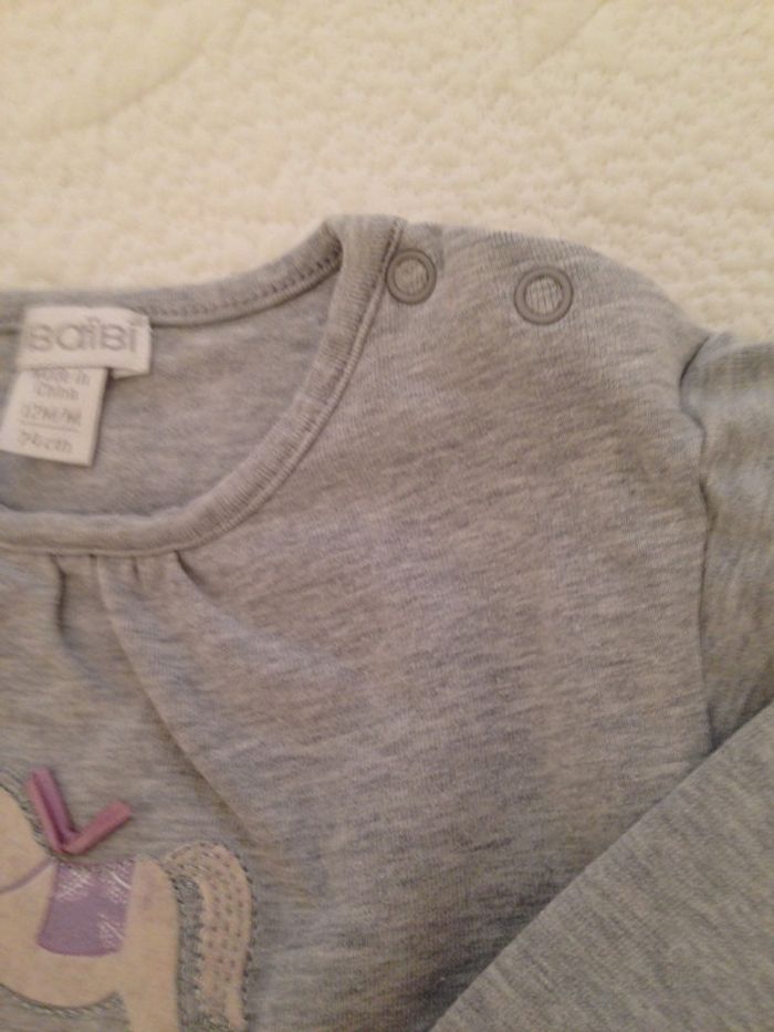 Tee-shirt manches longues Gris 12 Mois - photo numéro 4