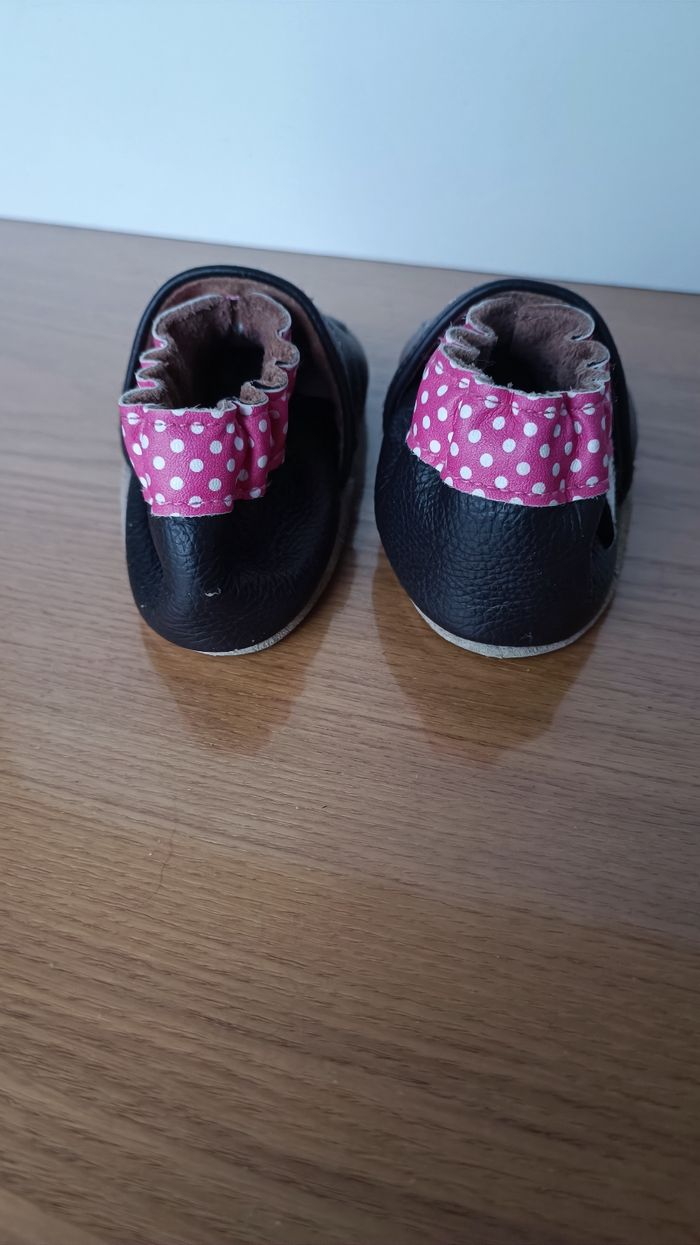 Lot 2 chaussons cuir Rose et Chocolat 6-12mois - photo numéro 9
