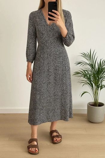 Robe longue motif noir blanc lurex An’ge taille 1