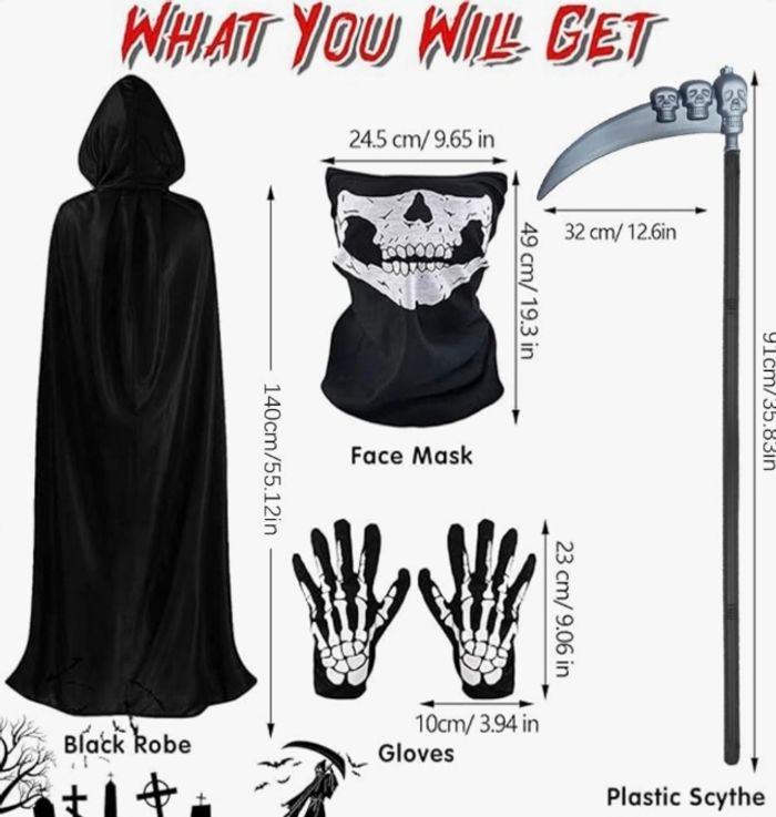Costume adulte ado cape faucheuse Halloween - photo numéro 3