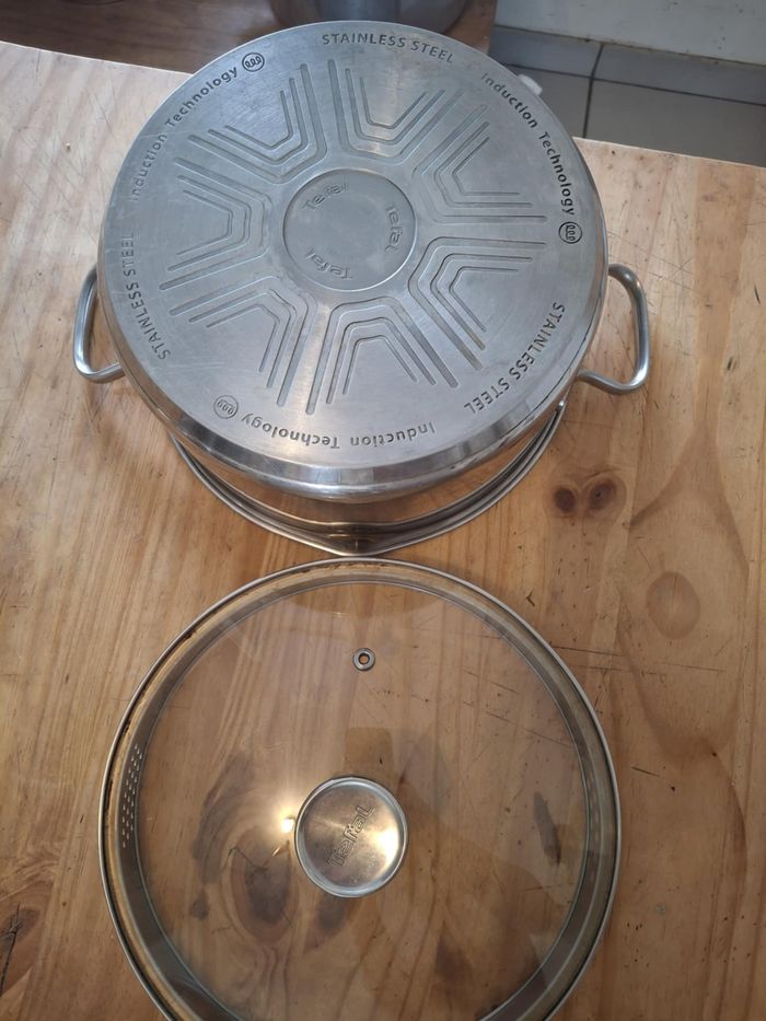 Faitout marmite 4.7L Tefal en inox tout feux dont induction + couvercle en verre - photo numéro 3