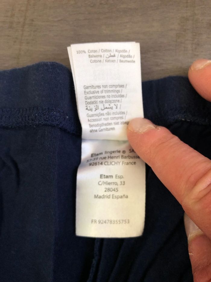 Bas de pyjama Etam taille 40 bleu marine - photo numéro 4