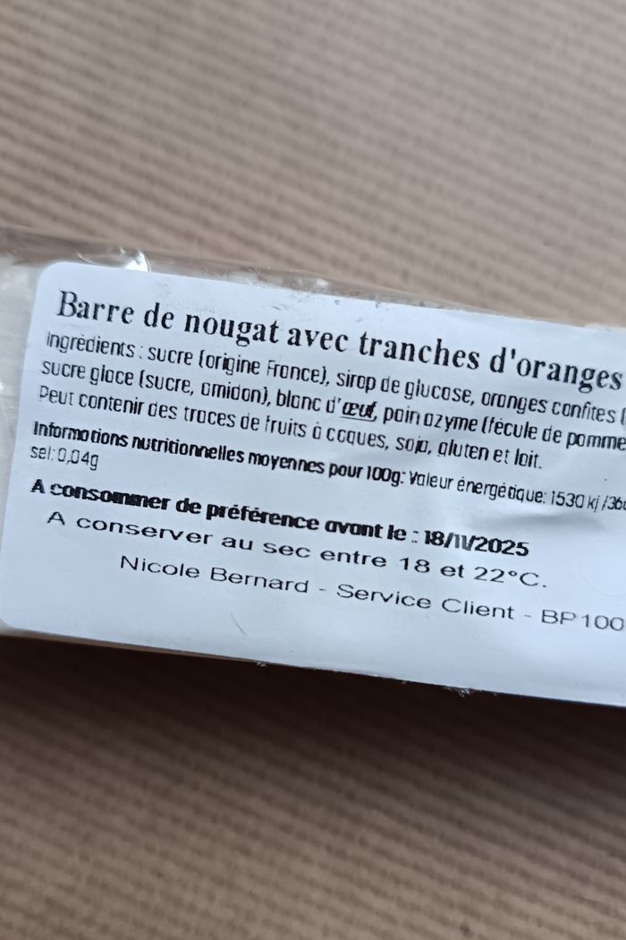 barre nougat tendre aux oranges confites Nicole Bernard NEUF - photo numéro 9