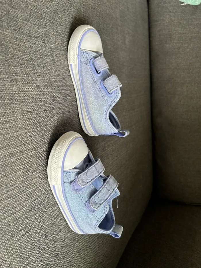 Converse basse bébé fille, violette à paillettes, taille 22 - photo numéro 2