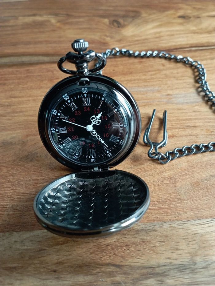 Montre gousset noire ; idée cadeau 🎁 - photo numéro 2