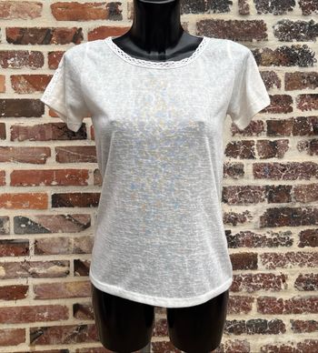 T-shirt blanc effet chiné – T38 – GEMO 🤍