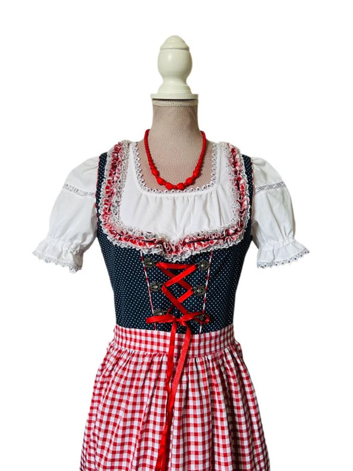 🌷🌿Magnifique robe traditionnelle autrichienne à pois Dirndl cottagecore Austrian polka dots dress🌷🌿 - photo numéro 7