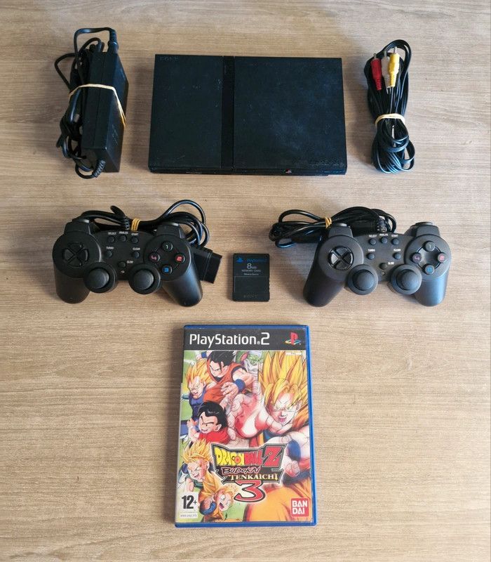 Lot Console PlayStation 2 PS2 Slim + 2 Manettes + 1 Carte Mémoire & Jeu Dragon Ball Z