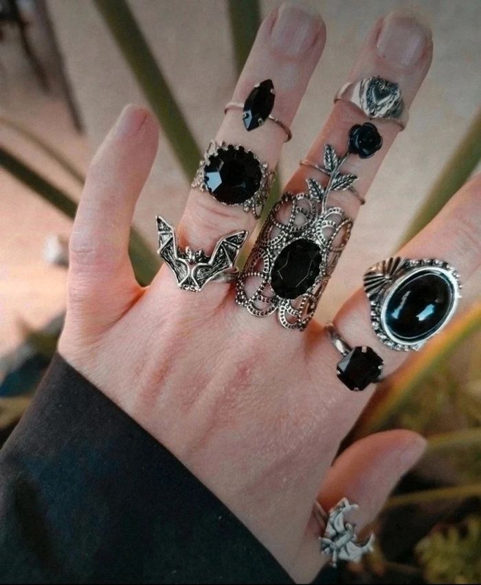 A41 lot de 9 bagues bohème rétro gothic réglable