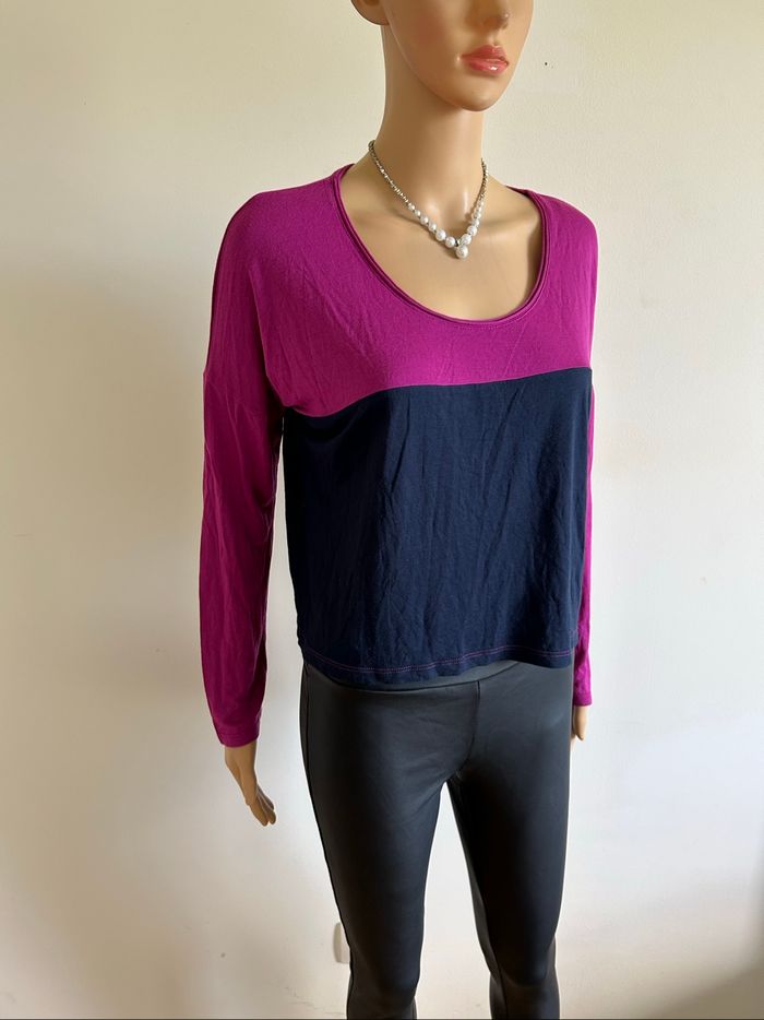 Haut court rose et bleu marine Esprit taille française L excellent état - photo numéro 2