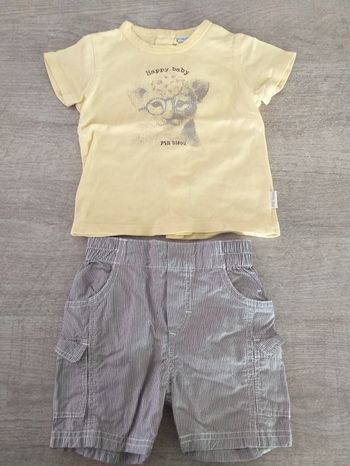 Ensemble short/t-shirt P'tit bisou garçon 6 mois
