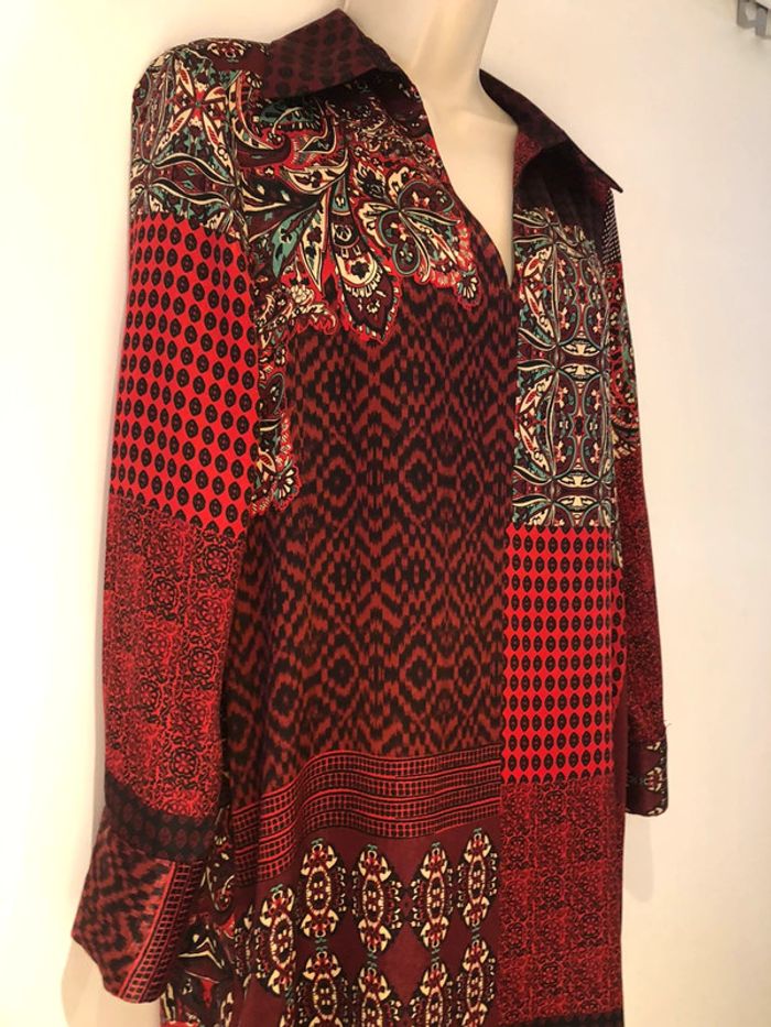 Robe Zara Rouge bordeaux vert taille M Aspect satiné - photo numéro 16