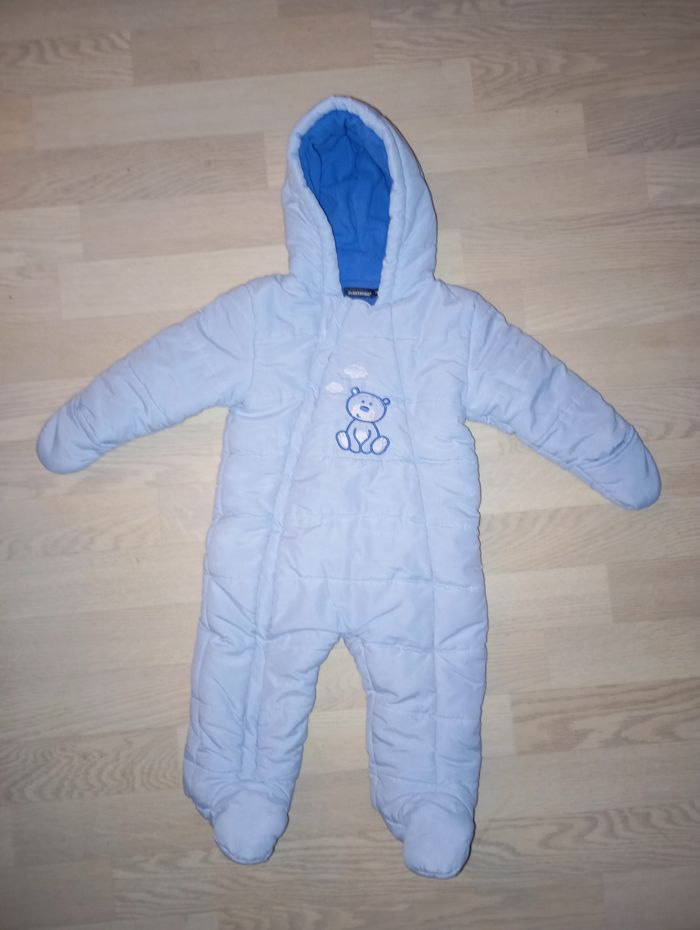 Combinaison bien chaude bleu ciel coton et polaire In Extenso 
T. 74 cm (1 an)