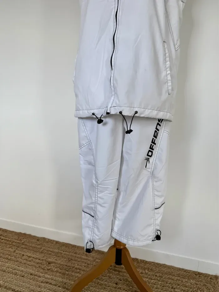 Ensemble jogging survêtement blanc homme man hombre pantalon bermuda poches veste sans - photo numéro 6