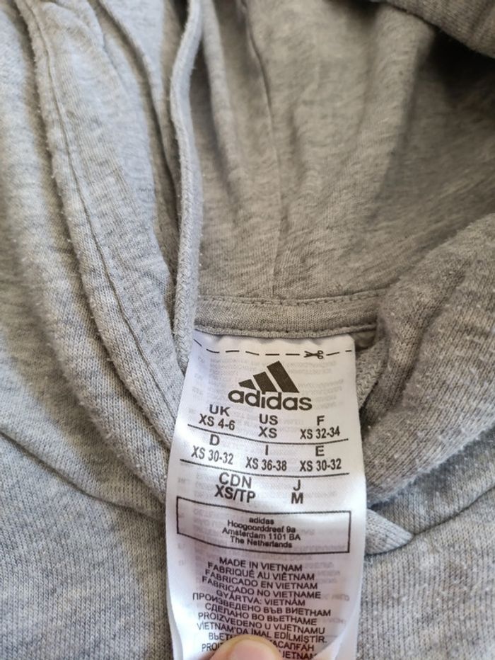 NEUF Sweat capuche gris Adidas – T. XS - photo numéro 4